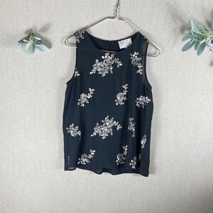 Skies are Blue > Black Floral Sleeveless Blouse Small